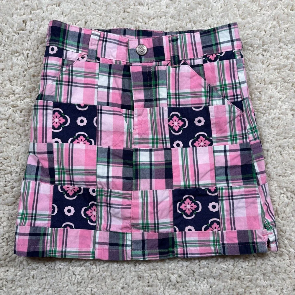 Gymboree Kids Girls Pink Plaid Patchwork Skirt with Built-in Shorts Size‎ 8